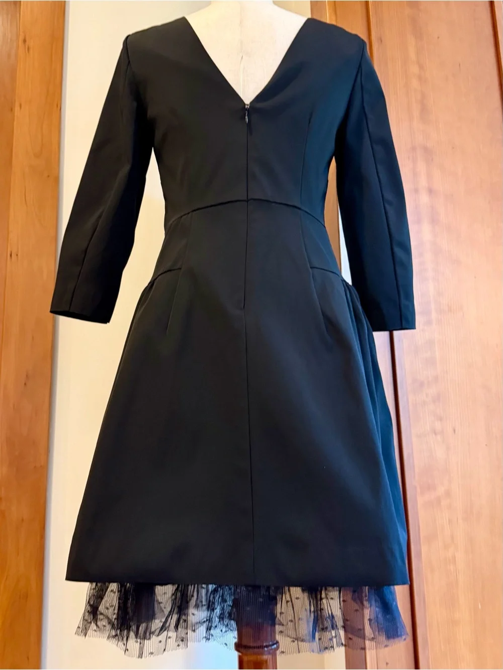 J. Crew Black Fit-and-Flare Mini Dress with Tulle Hem